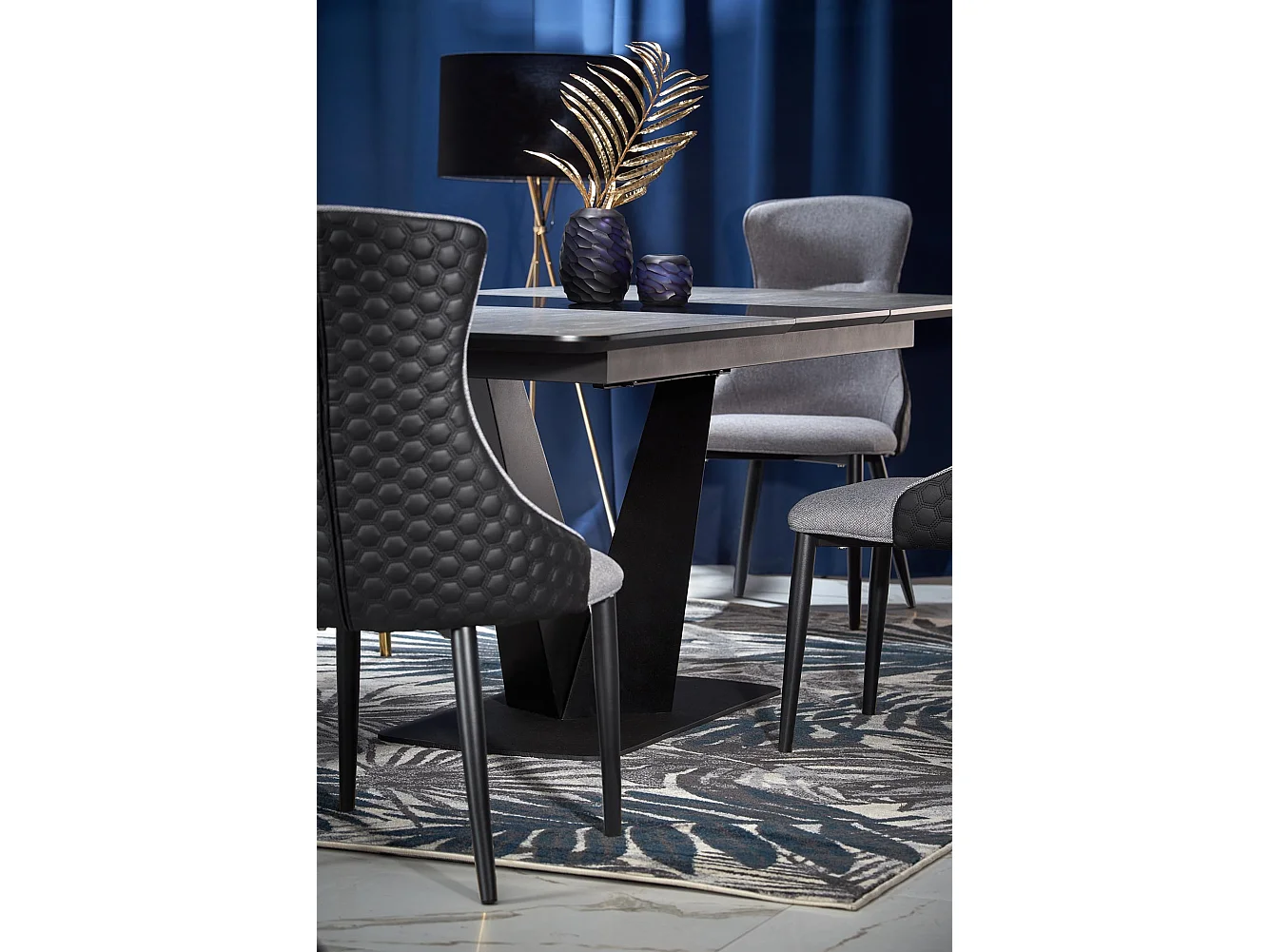 Stół rozkładany VINSTON 180(230)x95 ciemny szary/czarny