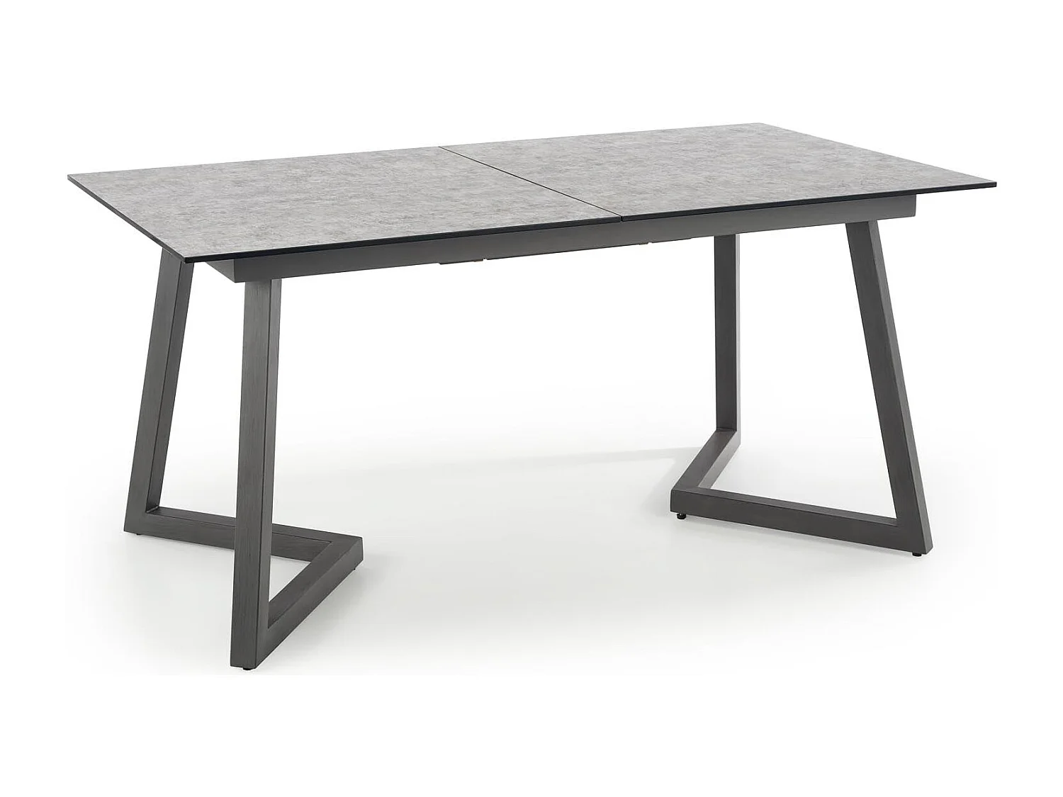 Table extensible verre gris pieds en acier gris foncé 160/210x90 cm