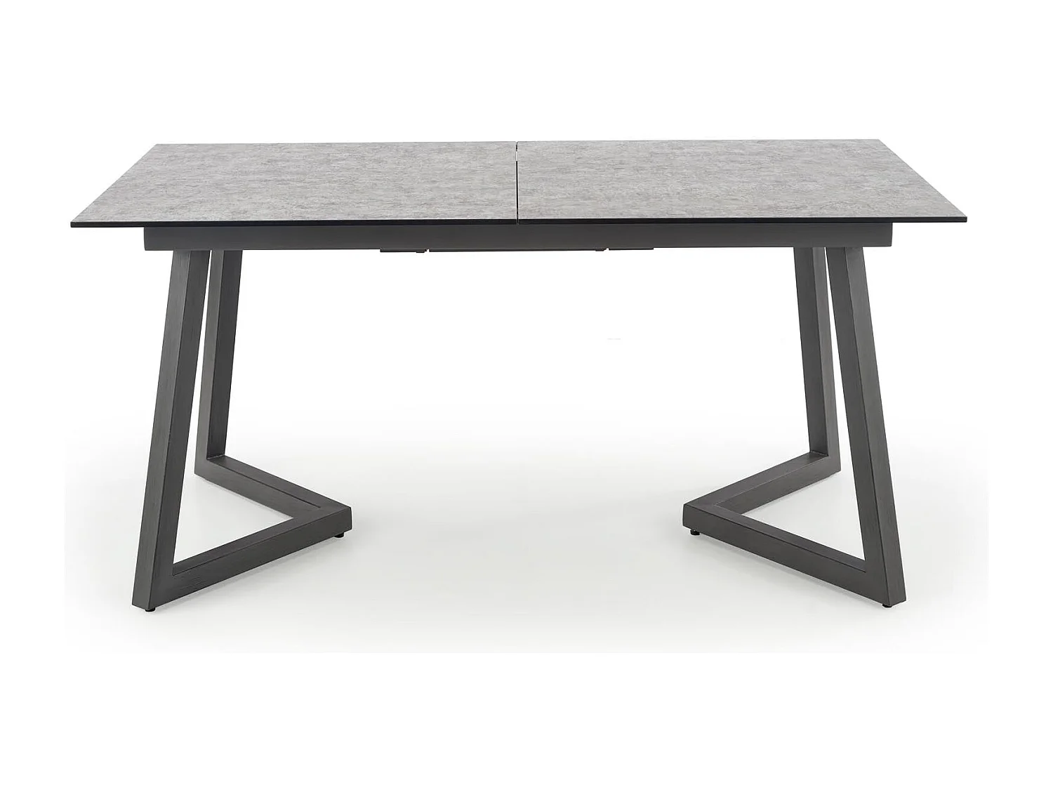 Table extensible verre gris pieds en acier gris foncé 160/210x90 cm