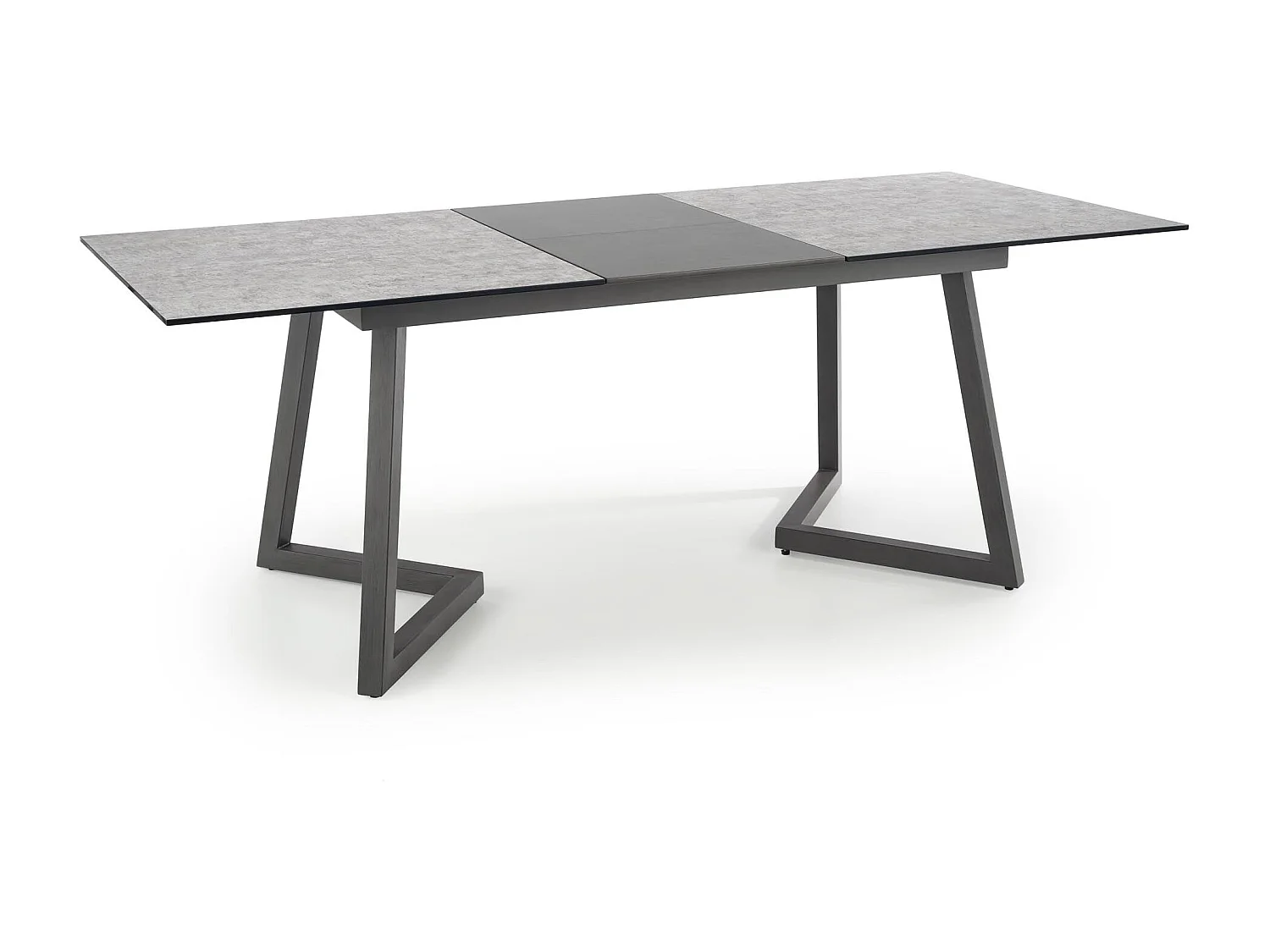 Table extensible verre gris pieds en acier gris foncé 160/210x90 cm