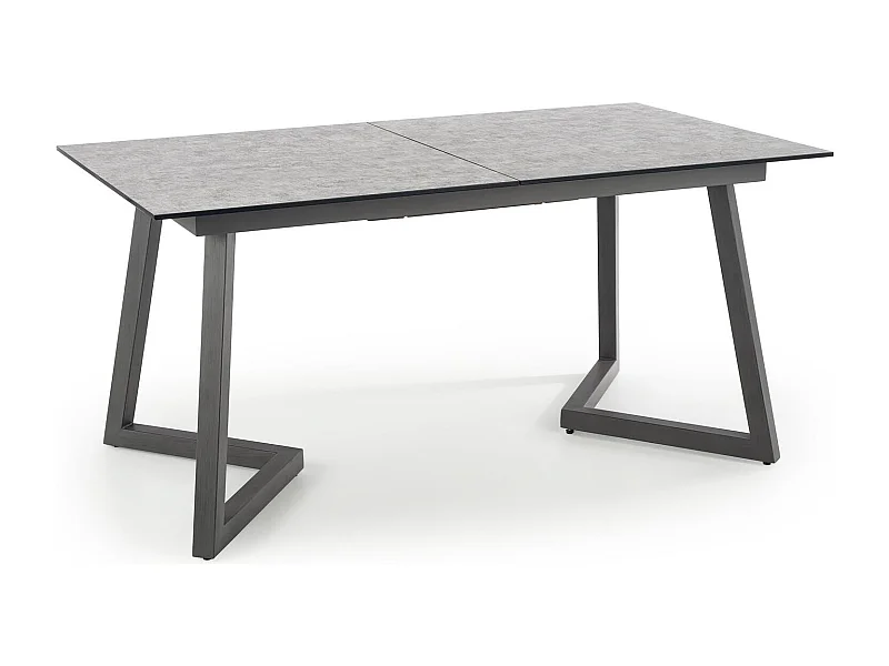 Table extensible verre gris pieds en acier gris foncé 160/210x90 cm