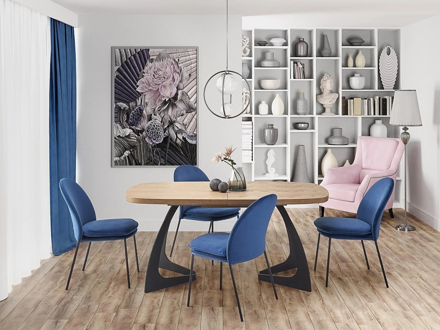 Table extensible MDF pieds acier noir 160/200×90 cm