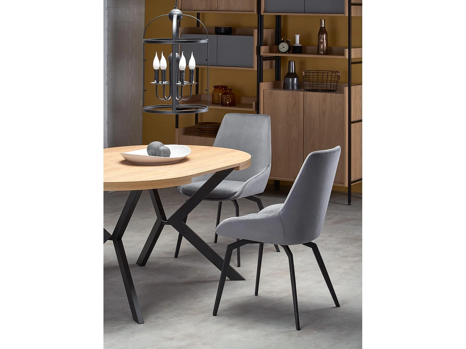 Stół okrągły rozkładany PERONI 100(250)x100 dąb/czarny