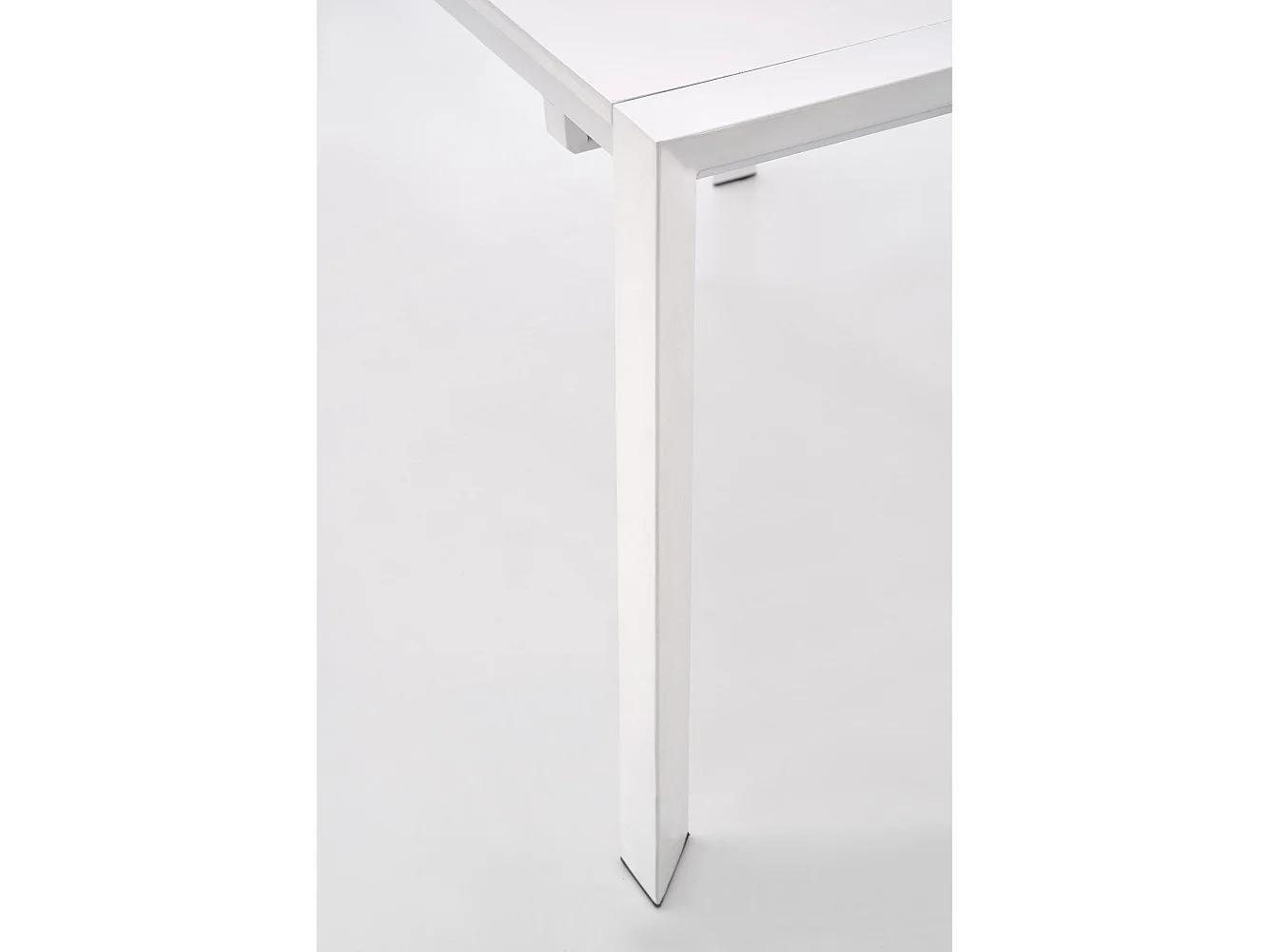Table extensible MDF laqué blanc pieds acier blanc 130/250×80 cm
