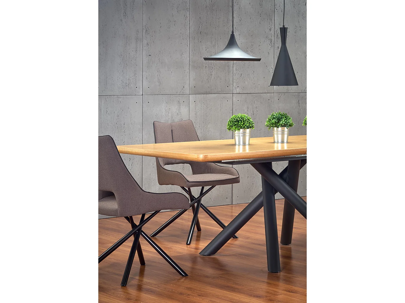 Table extensible placage chêne pieds acier noir 160/200×90 cm