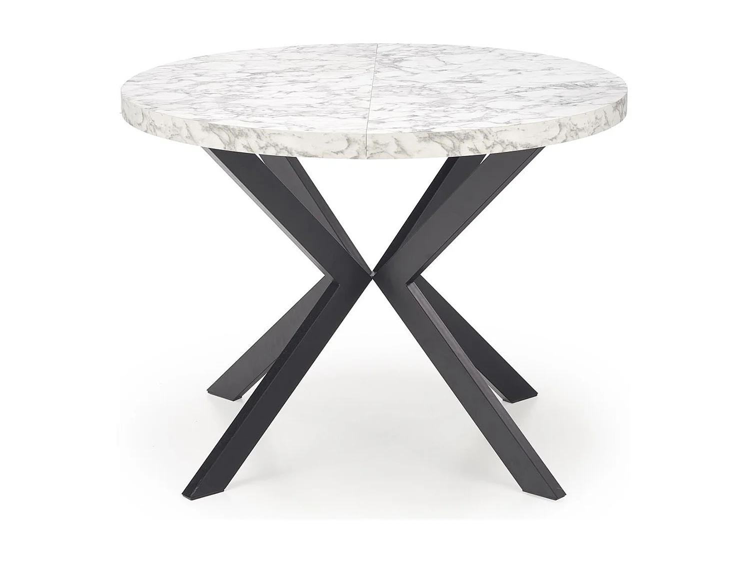 Stół okrągły rozkładany PERONI 100(250)x100 biały marmur/czarny