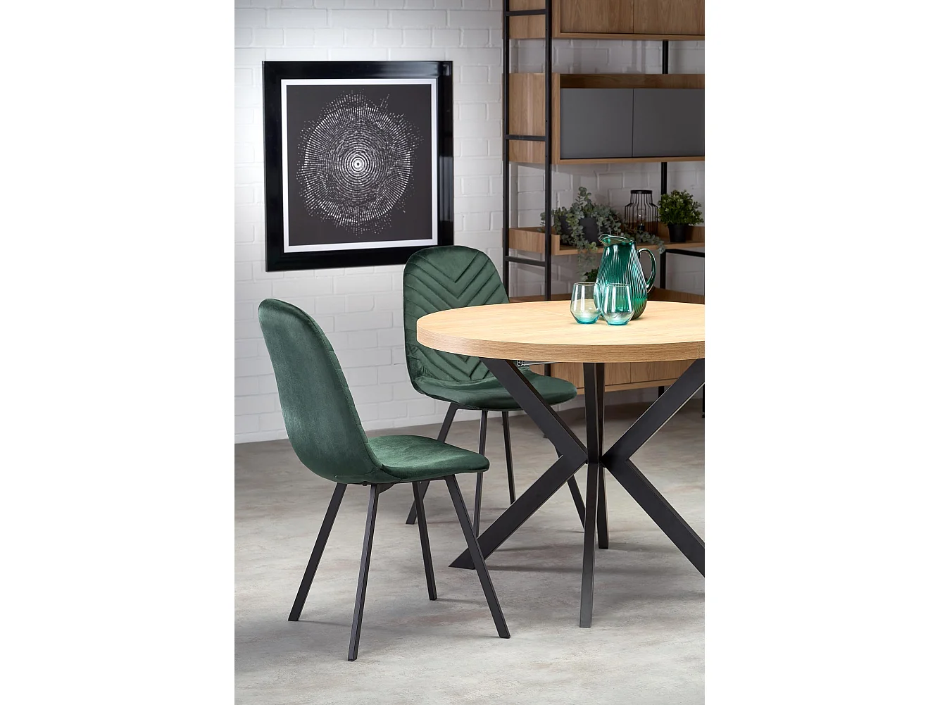 Stół okrągły rozkładany PERONI 100(250)x100 biały marmur/czarny