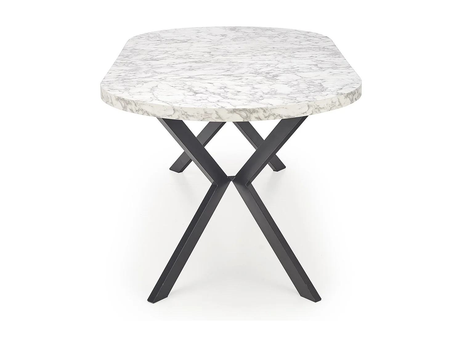 Stół okrągły rozkładany PERONI 100(250)x100 biały marmur/czarny