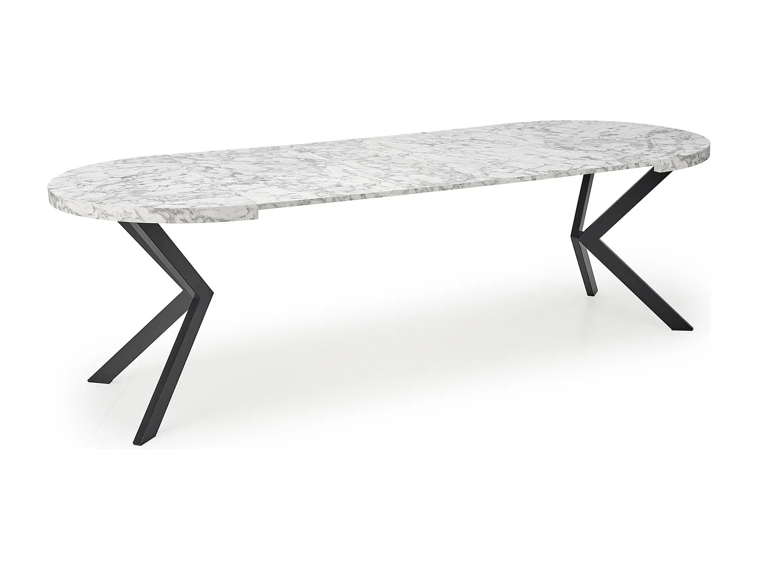 Stół okrągły rozkładany PERONI 100(250)x100 biały marmur/czarny