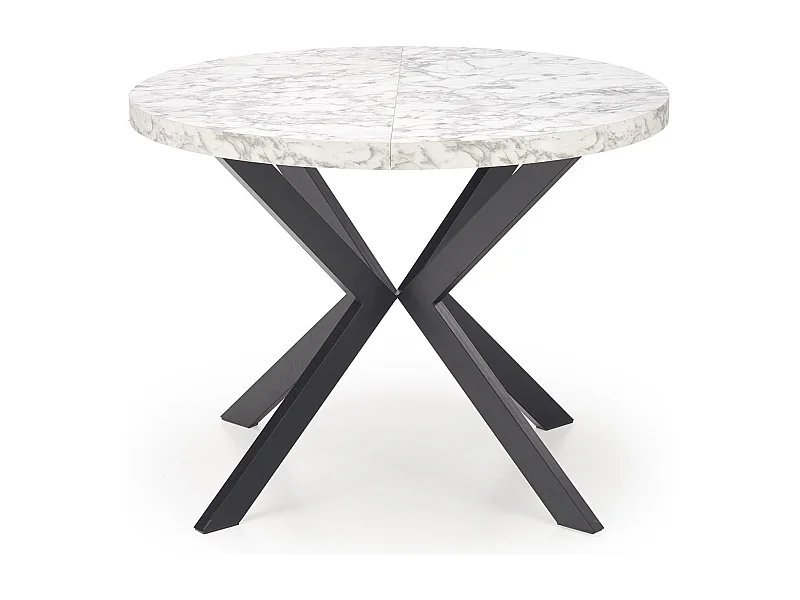 Stół okrągły rozkładany PERONI 100(250)x100 biały marmur/czarny