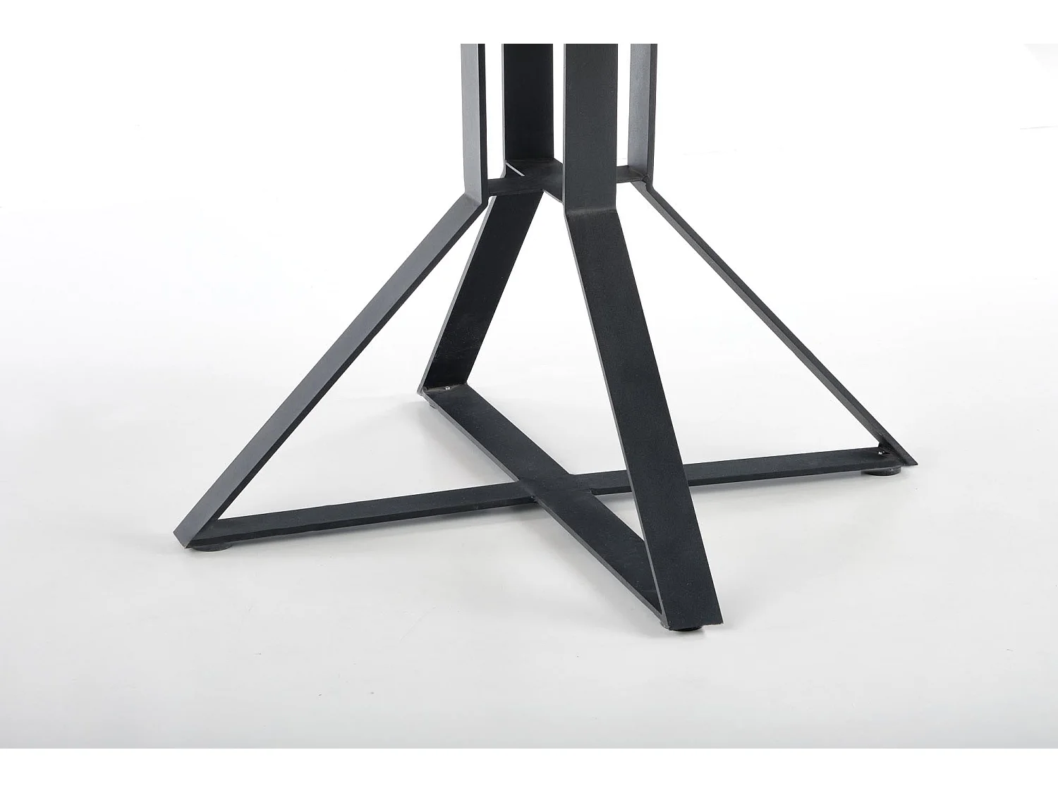 Table ronde extensible MDF laminé chêne pieds acier noir Ø120/160 cm