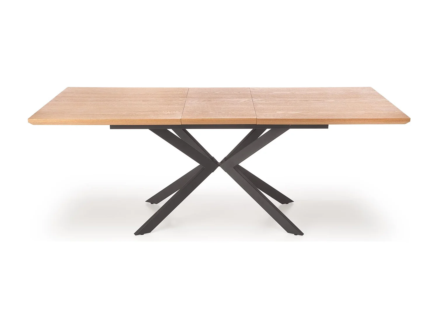 Table extensible placage chêne pieds acier noir 160/200×90 cm