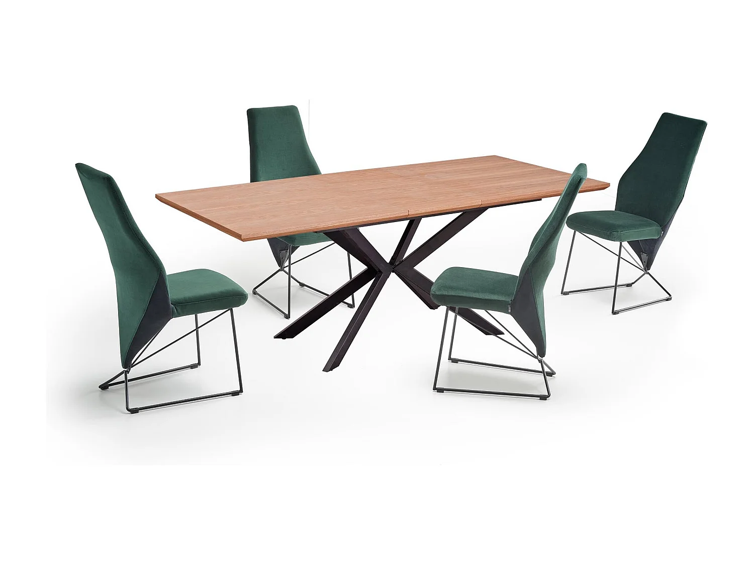 Table extensible placage chêne pieds acier noir 160/200×90 cm