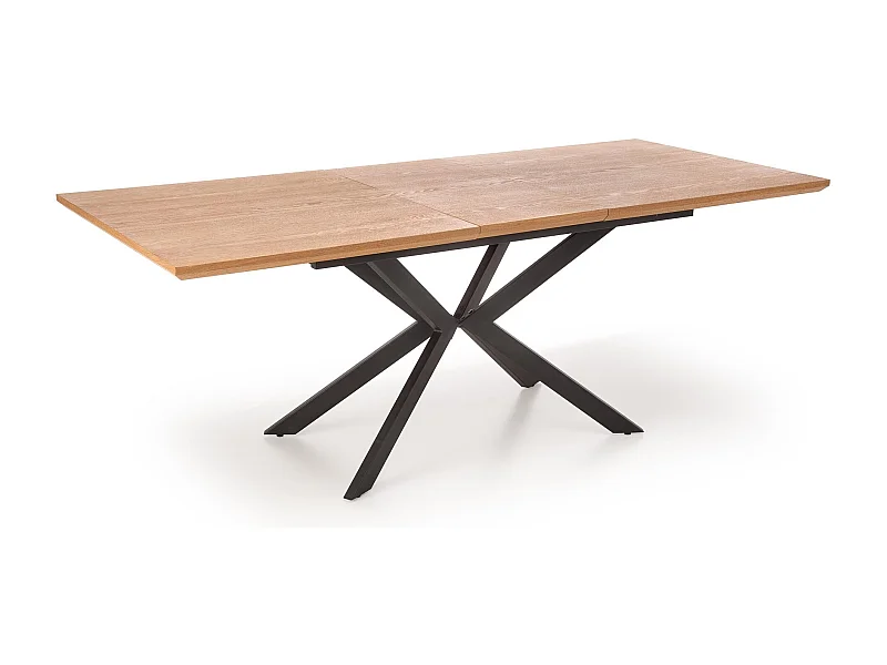 Table extensible placage chêne pieds acier noir 160/200×90 cm