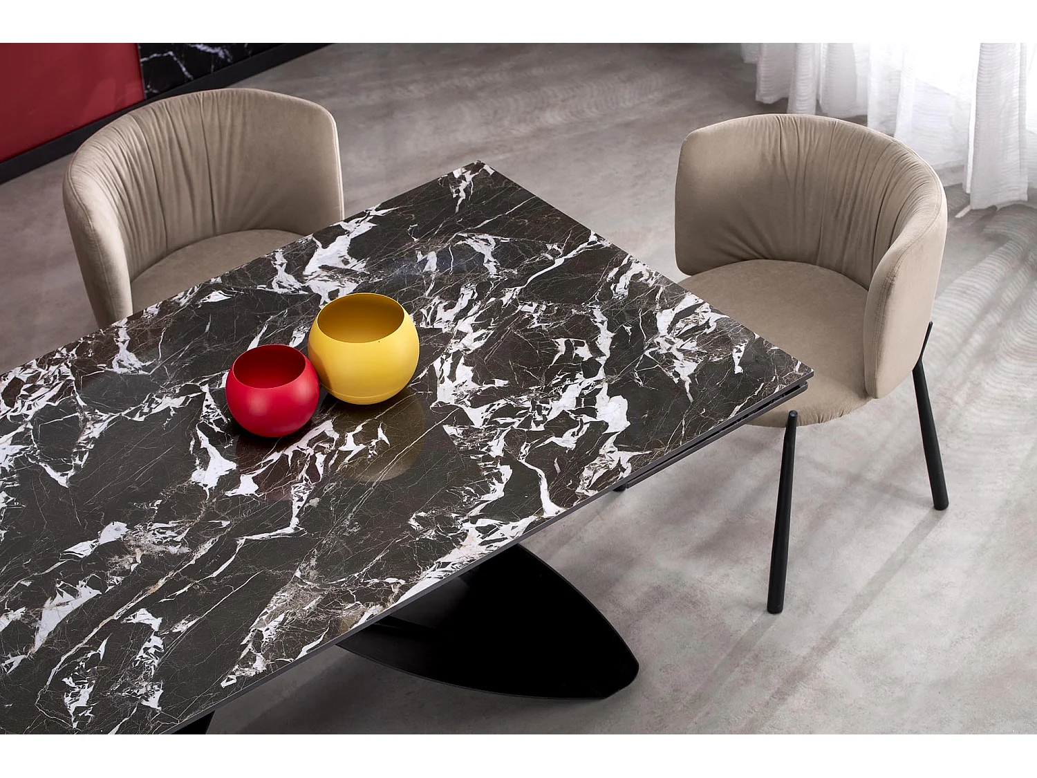 Stół rozkładany HILARIO 180(260)x90 czarny marmur/czarny