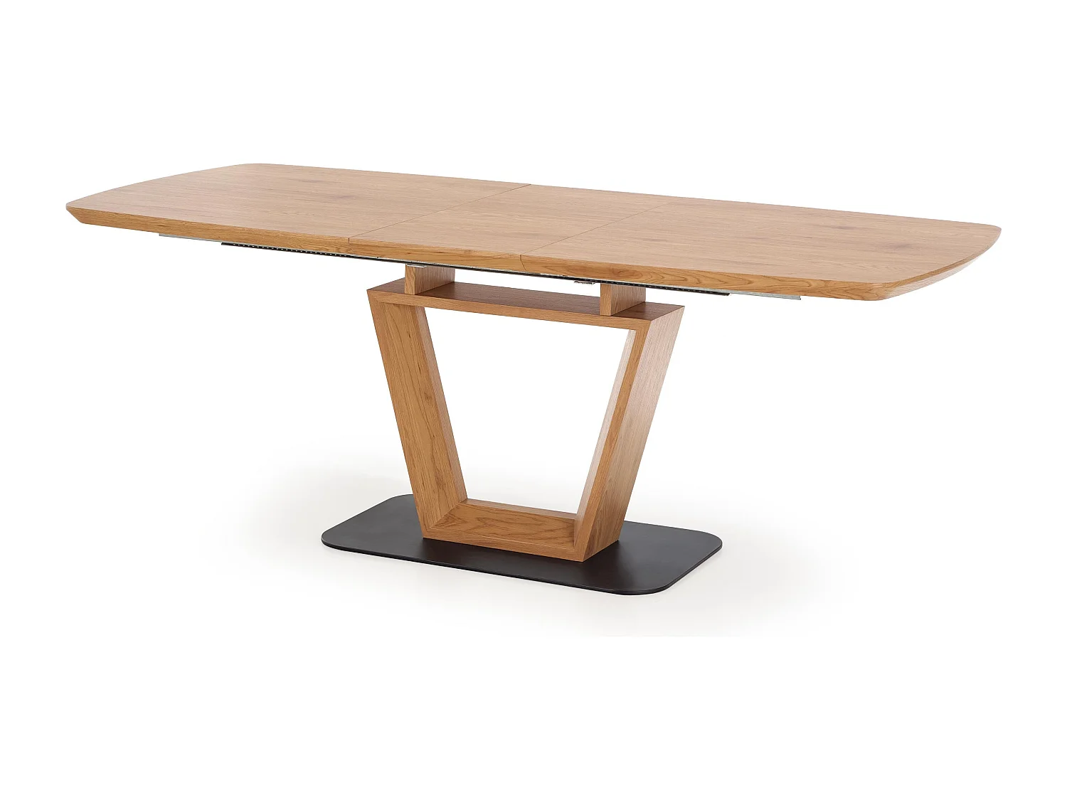 Table extensible MDF laqué blanc pieds bois naturel 160/200×90 cm