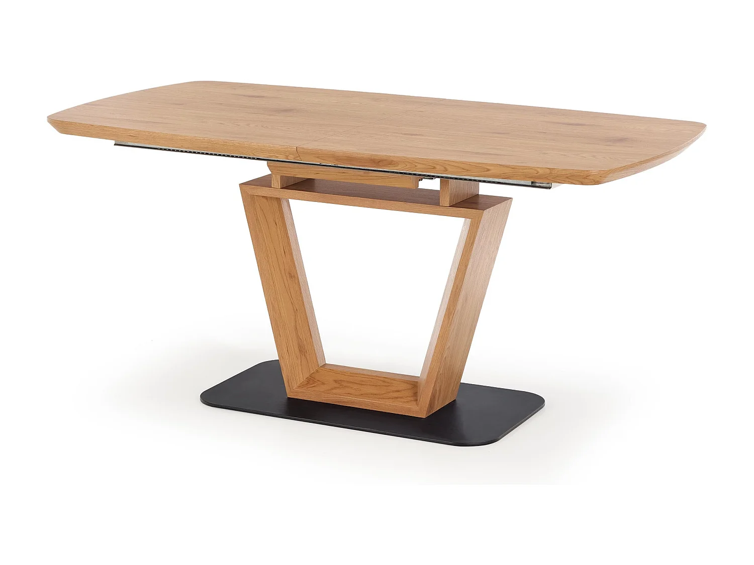 Table extensible MDF laqué blanc pieds bois naturel 160/200×90 cm