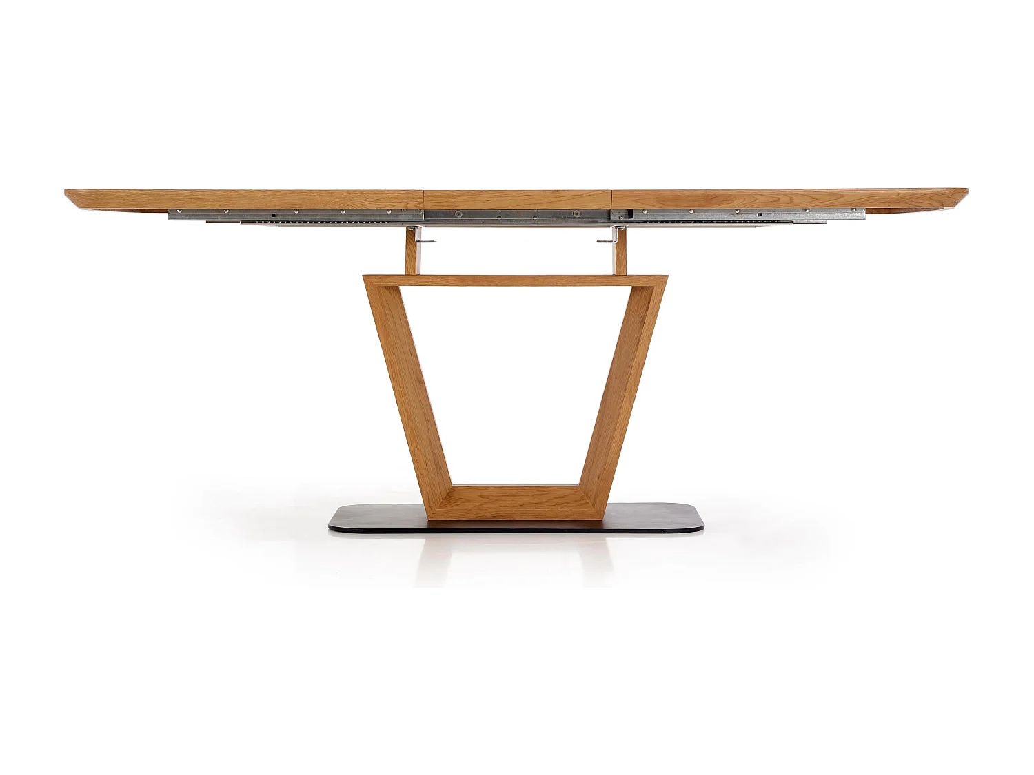 Table extensible MDF laqué blanc pieds bois naturel 160/200×90 cm