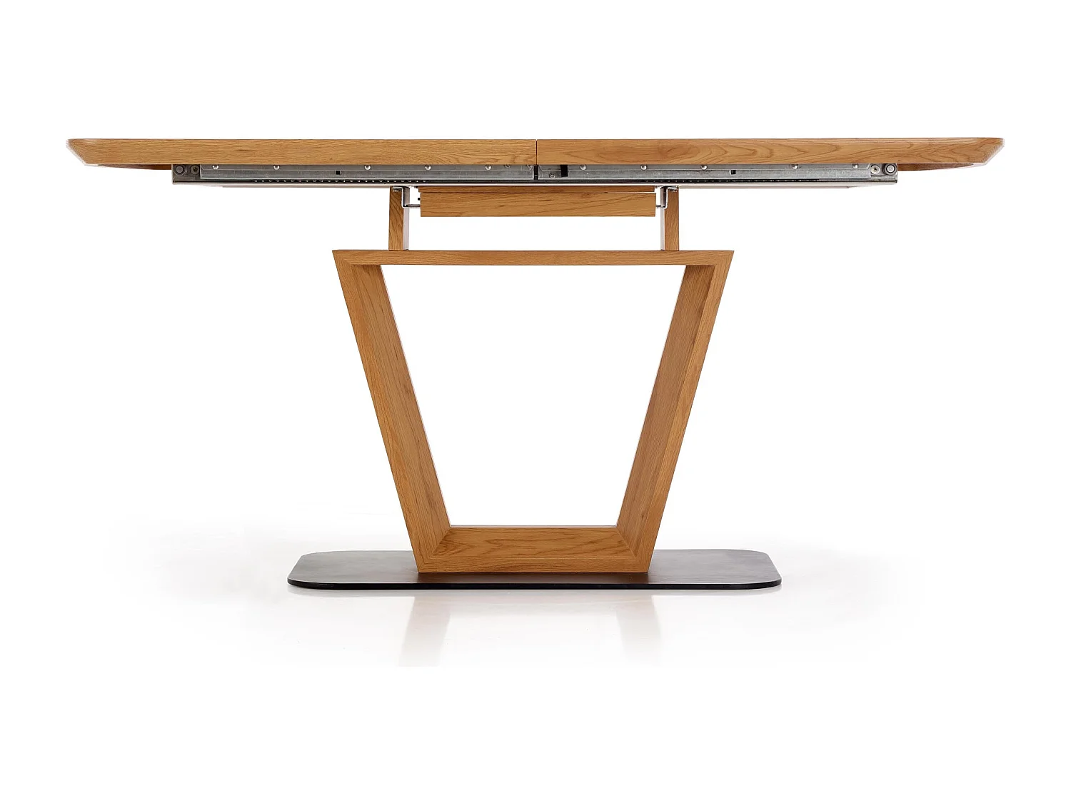 Table extensible MDF laqué blanc pieds bois naturel 160/200×90 cm