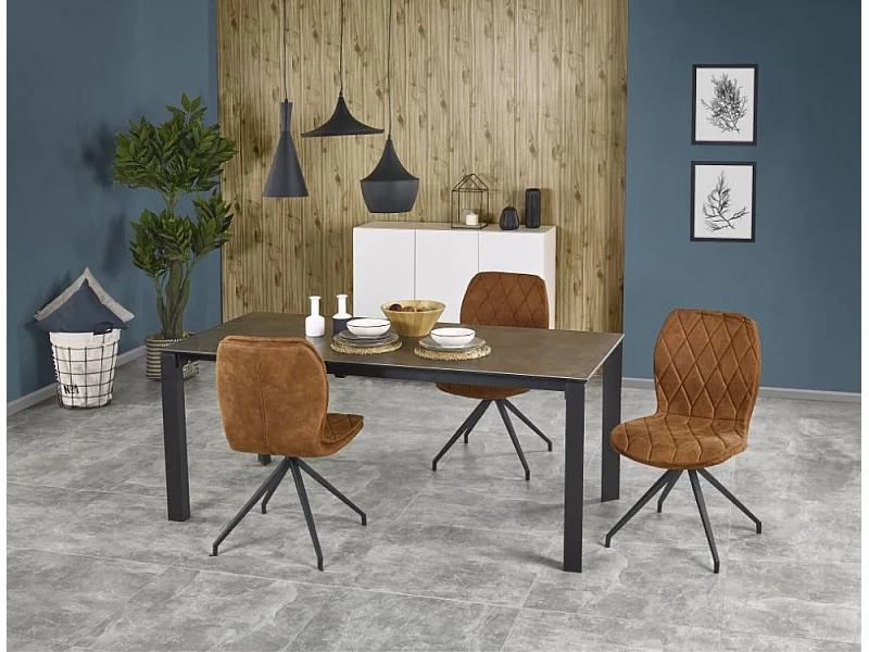 Table extensible céramique pieds acier noir 120/180×85 cm