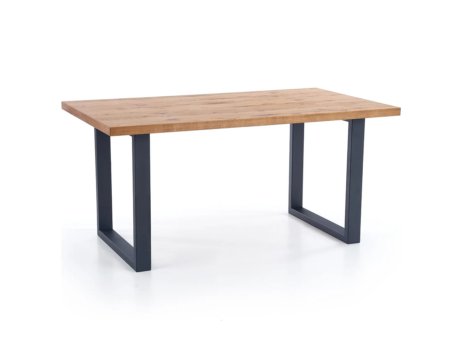 Table extensible placage chêne pieds acier noir 160/250×90 cm