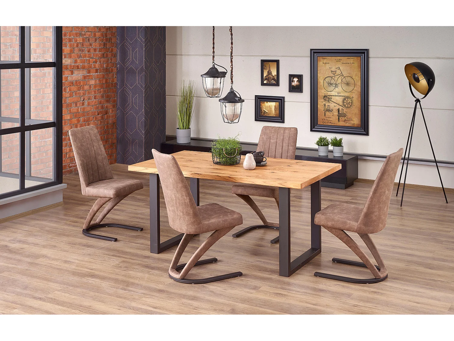 Table extensible placage chêne pieds acier noir 160/250×90 cm