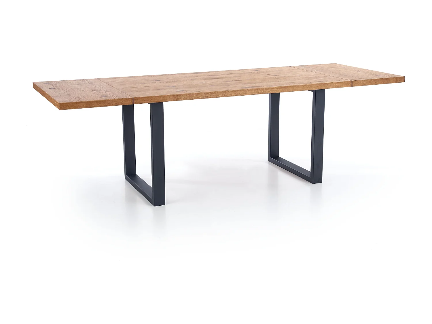 Table extensible placage chêne pieds acier noir 160/250×90 cm