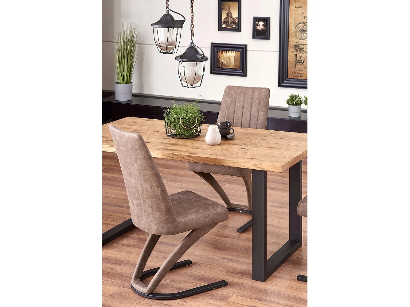 Table extensible placage chêne pieds acier noir 160/250×90 cm