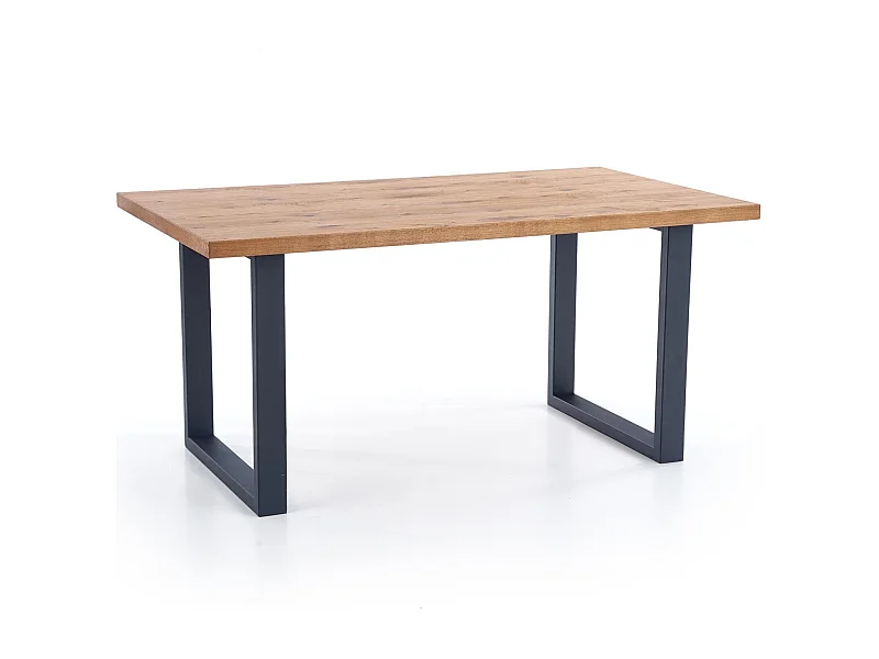 Table extensible placage chêne pieds acier noir 160/250×90 cm