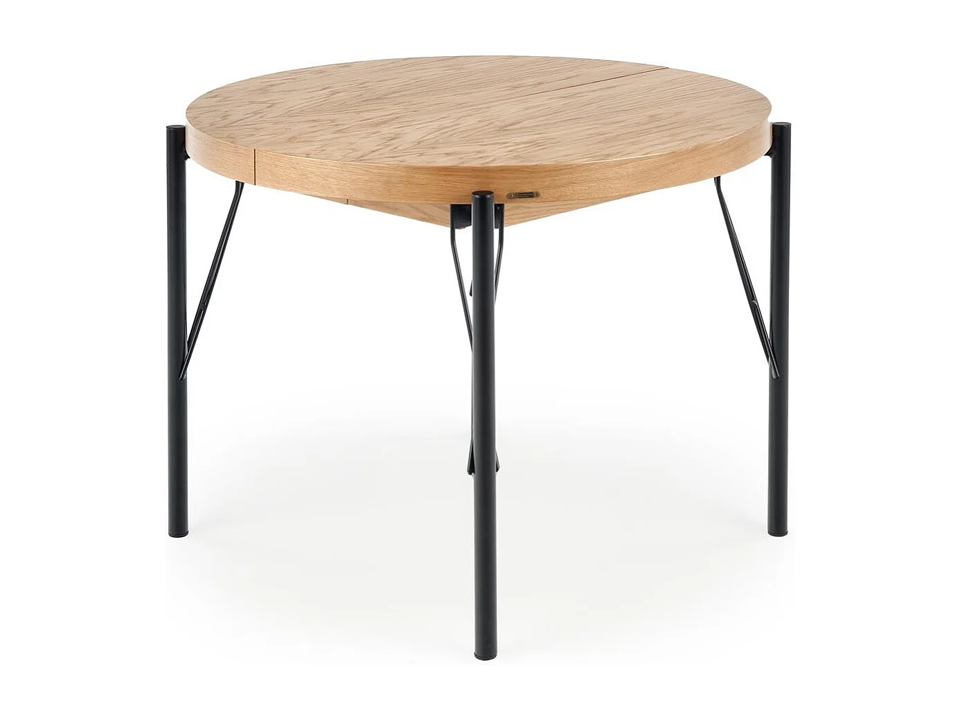 Table ronde extensible MDF plaqué chêne pieds acier Ø100/300 cm