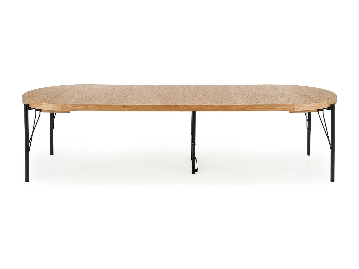 Table ronde extensible MDF plaqué chêne pieds acier Ø100/300 cm