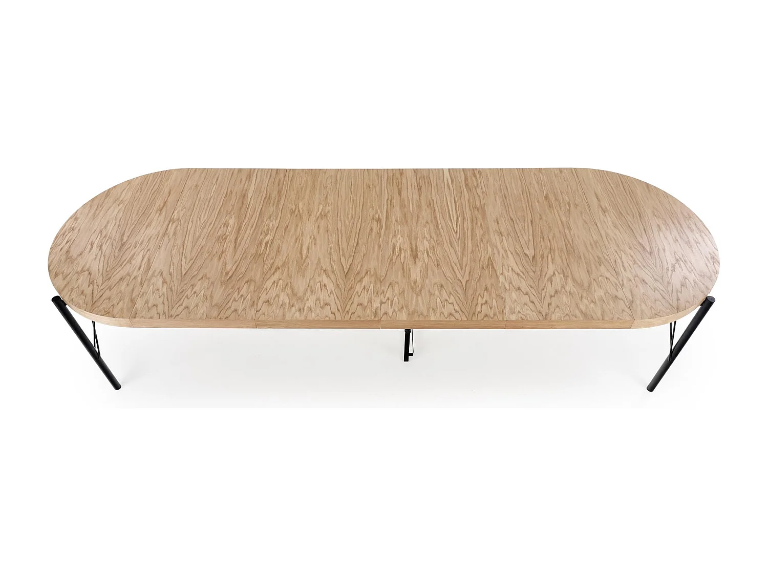 Table ronde extensible MDF plaqué chêne pieds acier Ø100/300 cm