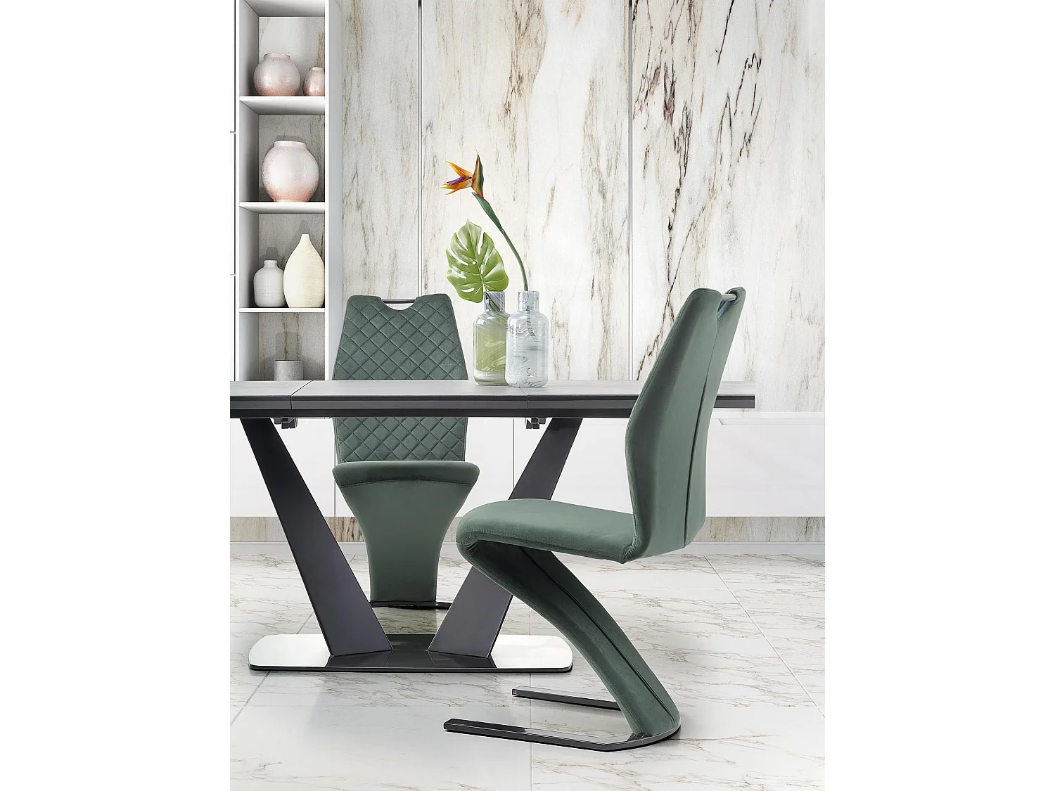 Table extensible pour 6/8 personnes, grise, 160/220x90 cm