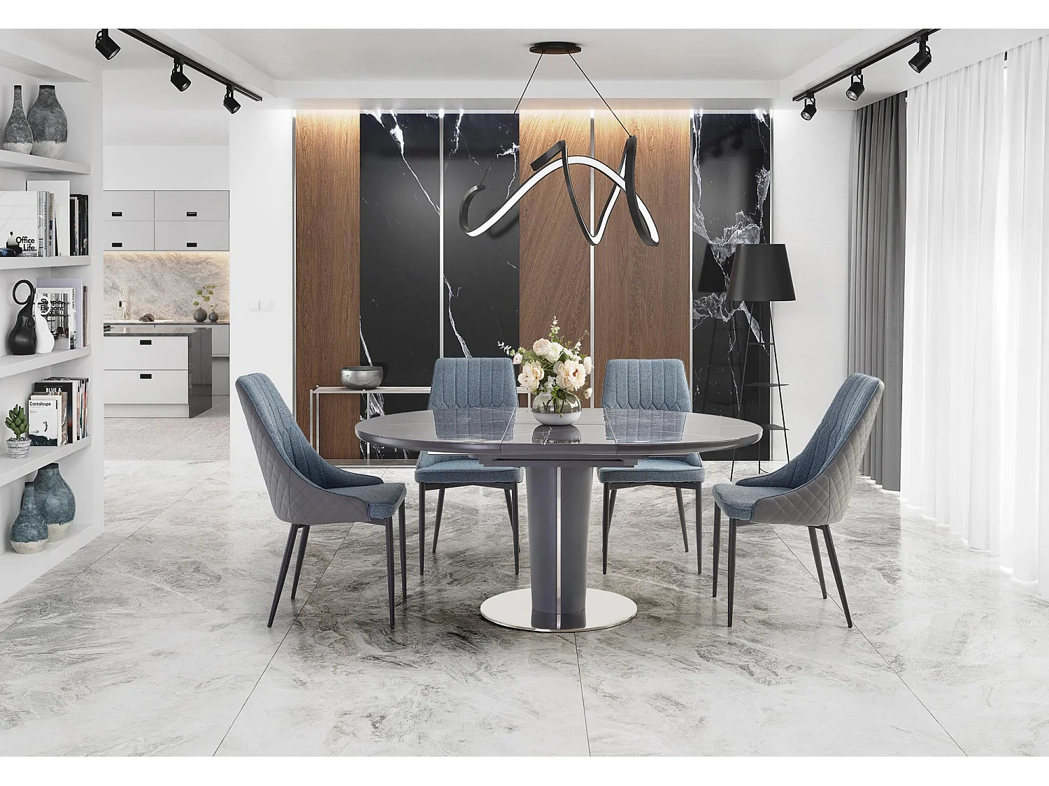 Table extensible en marbre pour 6/8 personnes 120/160x120 cm