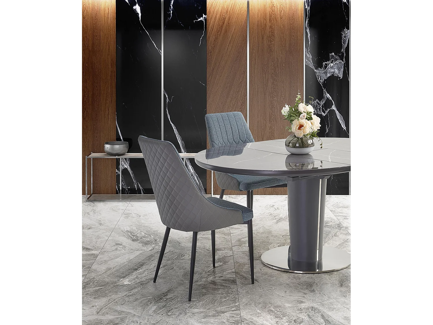 Table extensible en marbre pour 6/8 personnes 120/160x120 cm