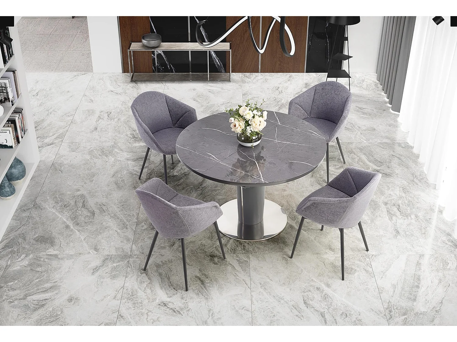 Table extensible en marbre pour 6/8 personnes 120/160x120 cm