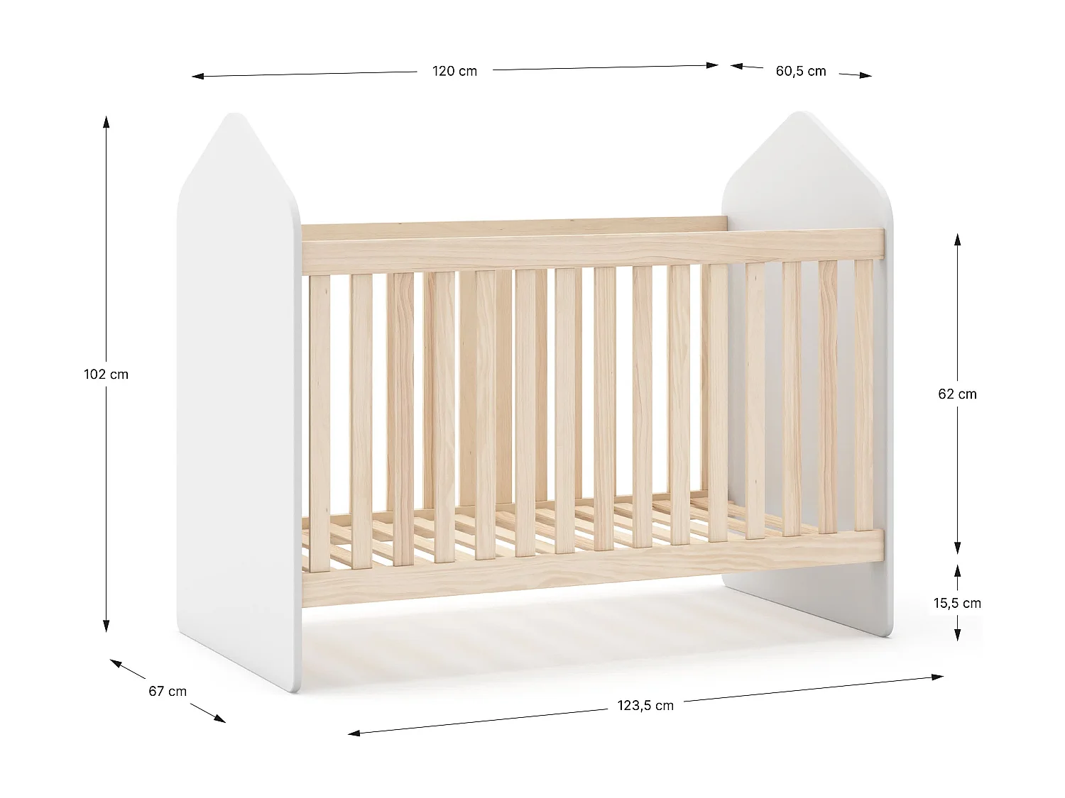 Cuna blanca123x102 cm