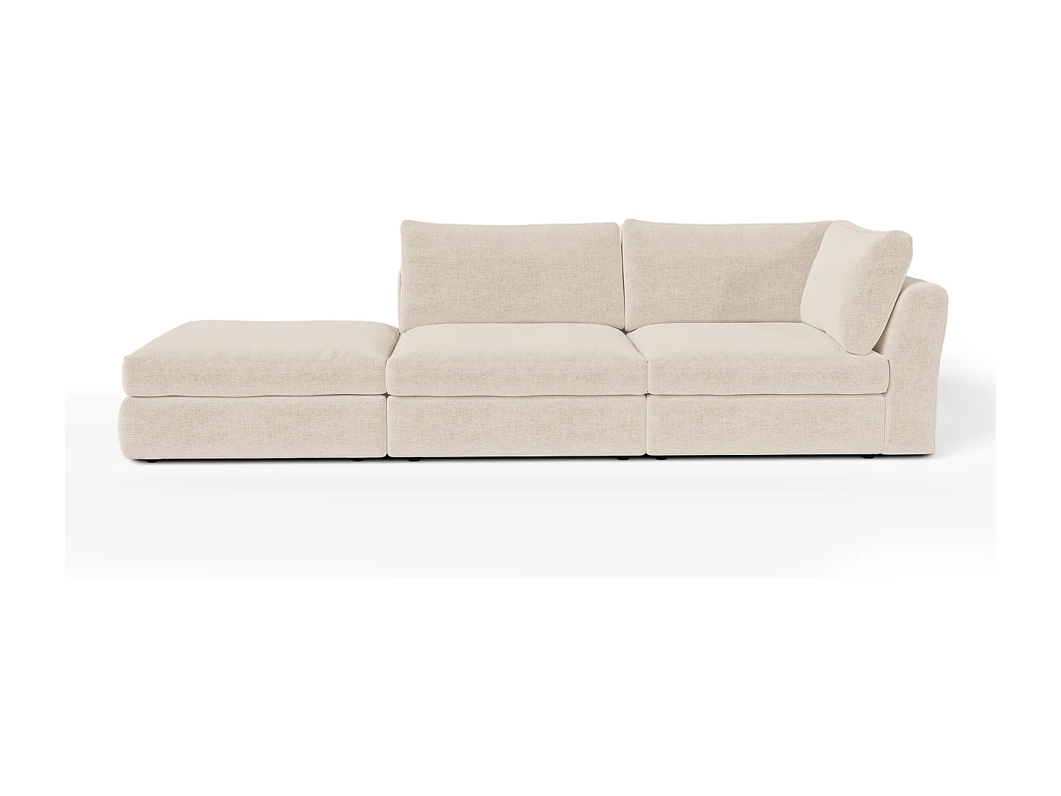 Canapé modulable 4-5 places droit tissu tramé toucher doux beige NEST