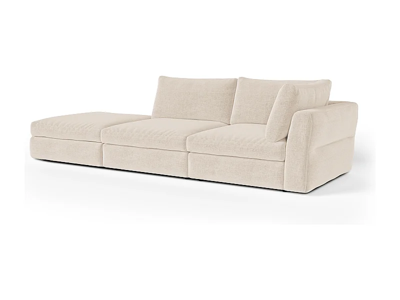 Canapé modulable 4-5 places droit tissu tramé toucher doux beige NEST