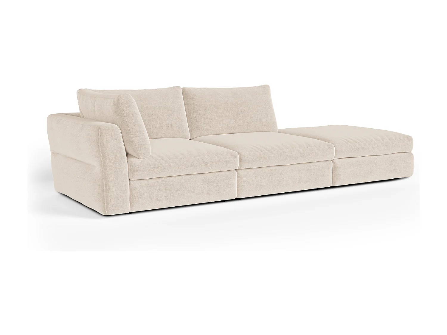 Canapé modulable 4-5 places gauche tissu tramé toucher doux beige NEST