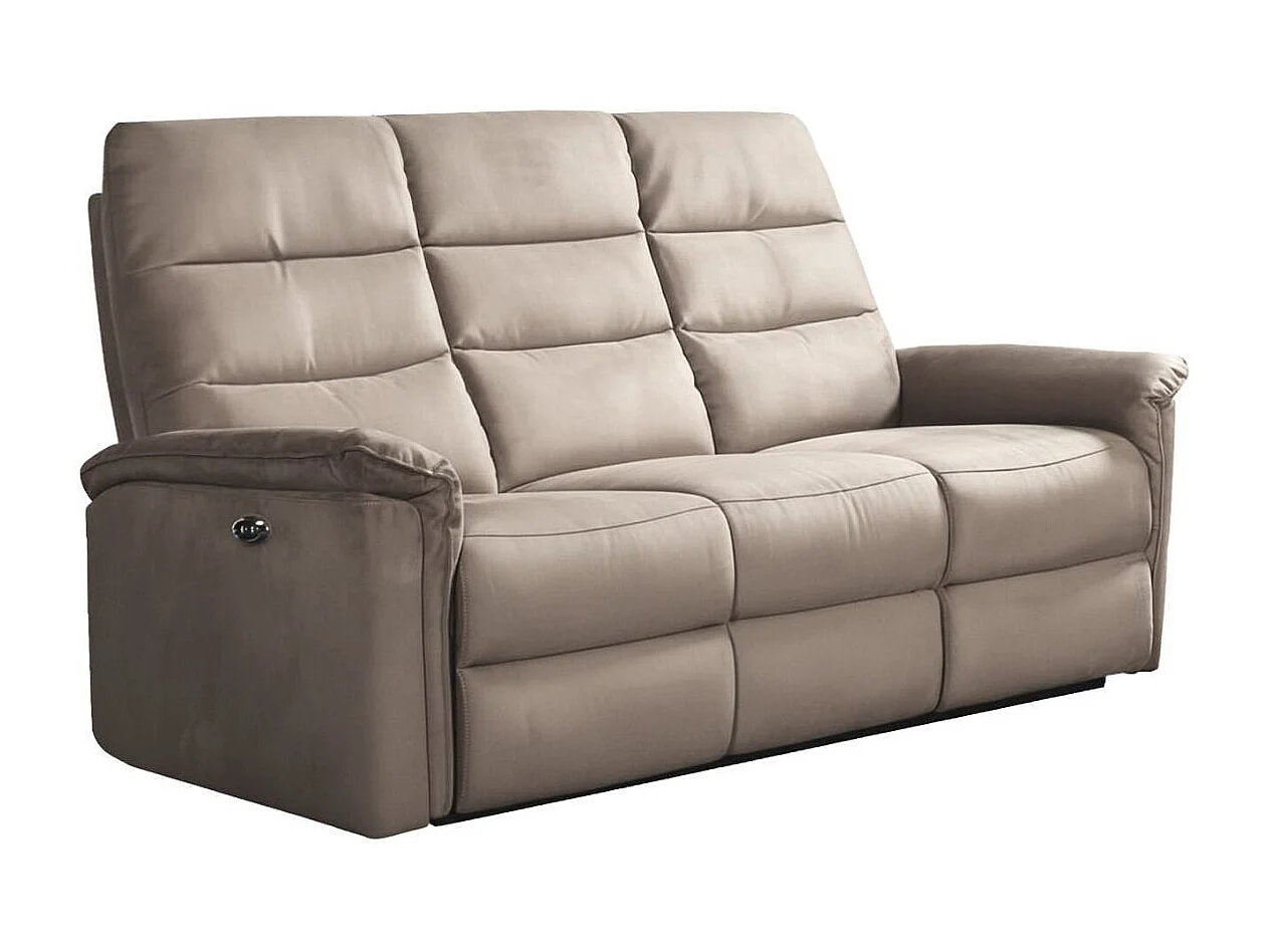 Canapé 3 places relax électrique en tissu polyester  gris - RHODAY