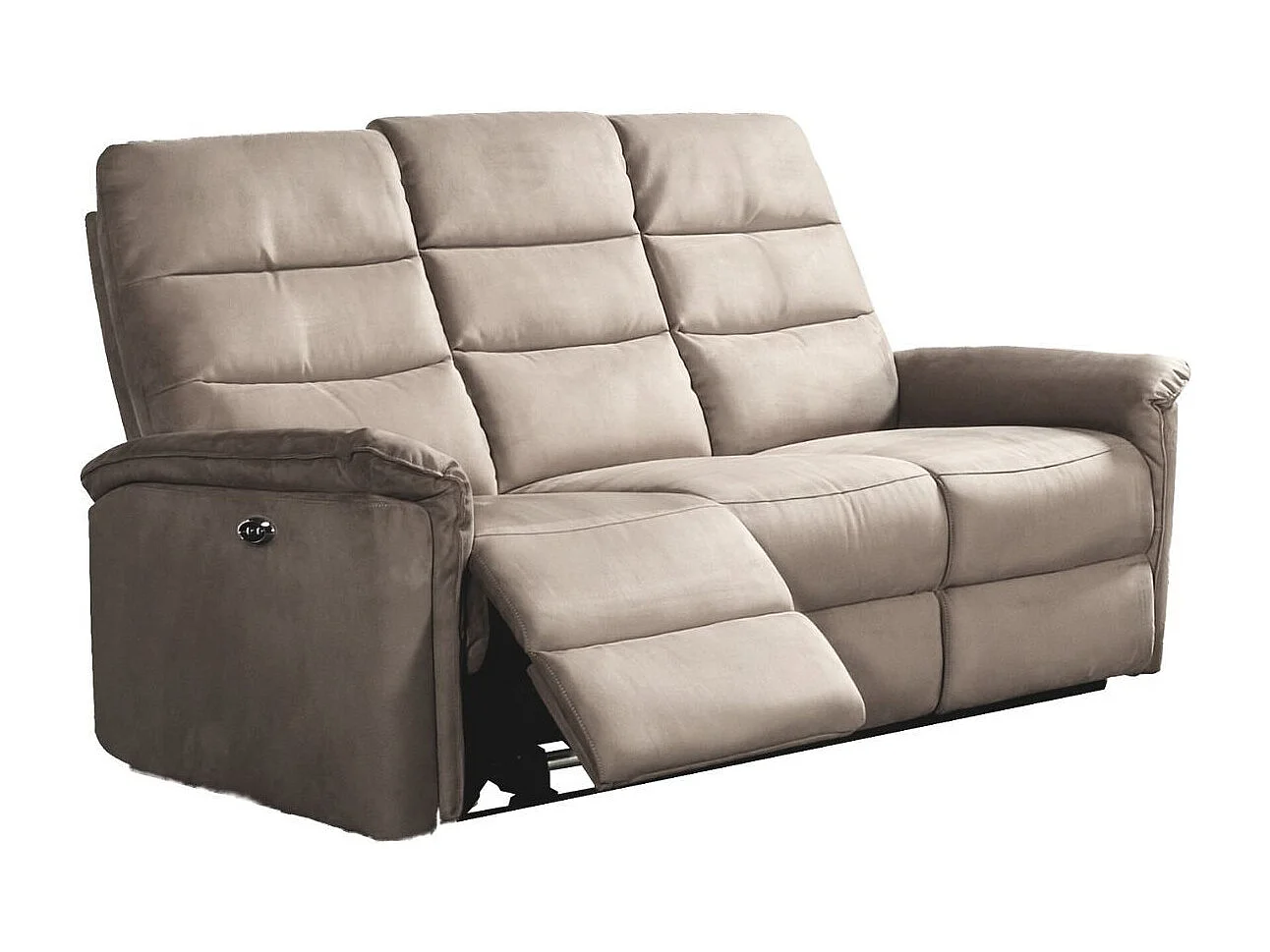 Canapé 3 places relax électrique en tissu polyester  gris - RHODAY