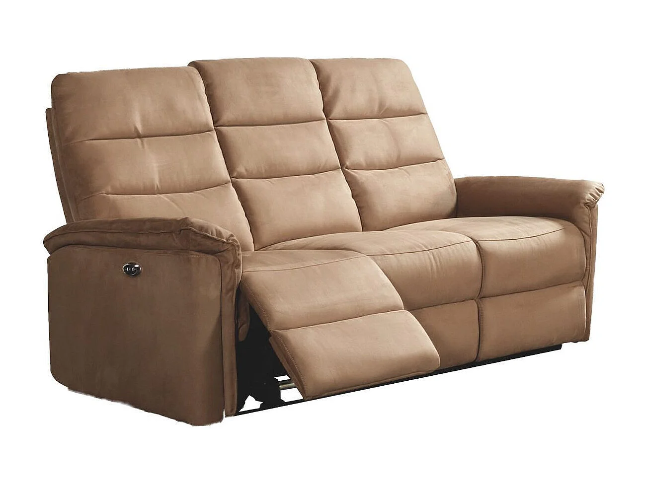 Canapé 3 places relax électrique en tissu polyester  marron glacé - RHODAY