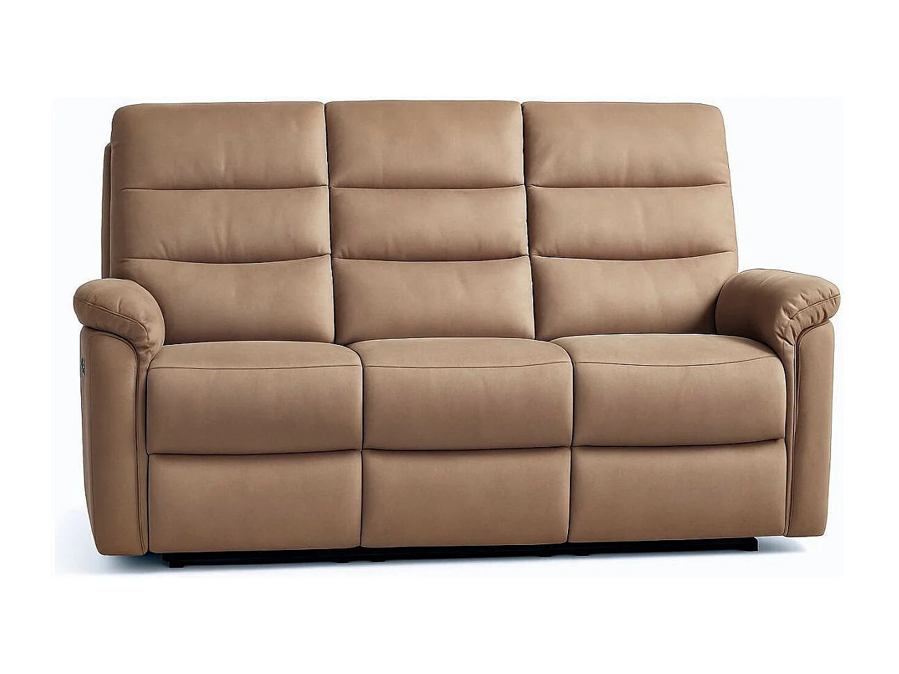 Canapé 3 places relax électrique en tissu polyester  marron glacé - RHODAY