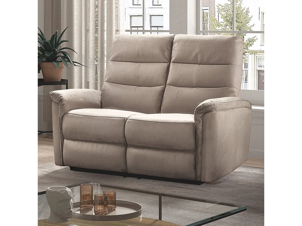 Canapé 2 places fixe en tissu polyester gris - RHODAY