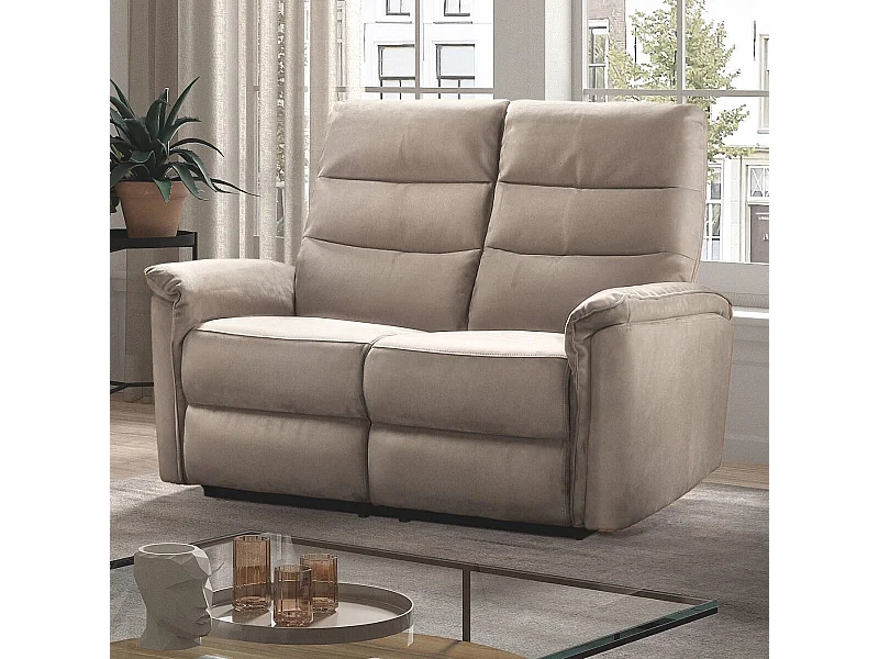 Canapé 2 places fixe en tissu polyester gris - RHODAY