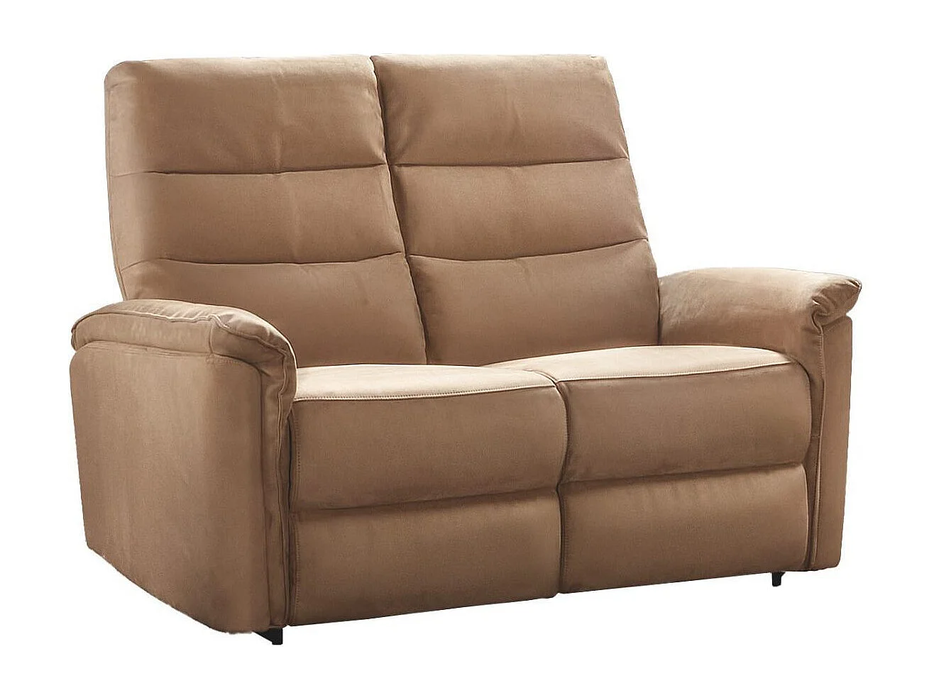 Canapé 2 places fixe en tissu polyester marron glacé - RHODAY