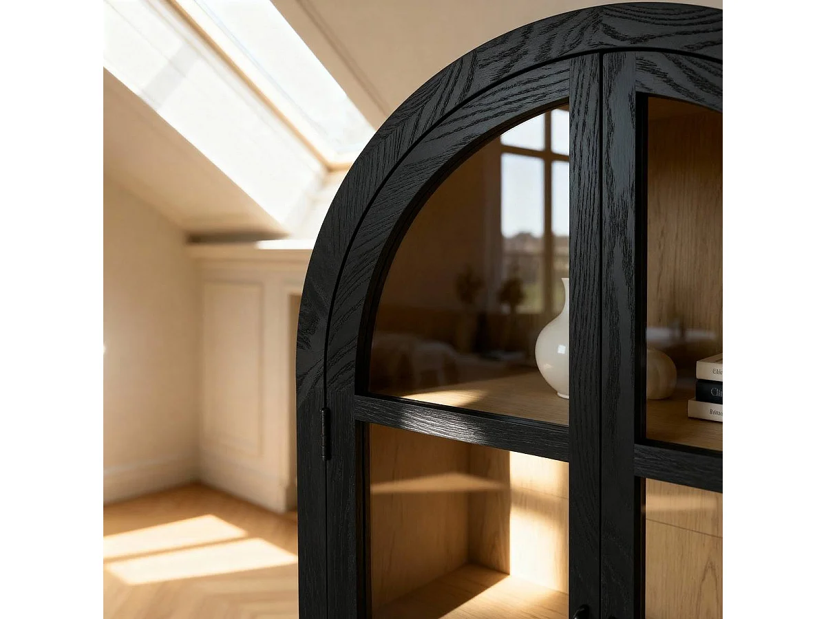 Vitrine arrondie en bois d'orme Bruce