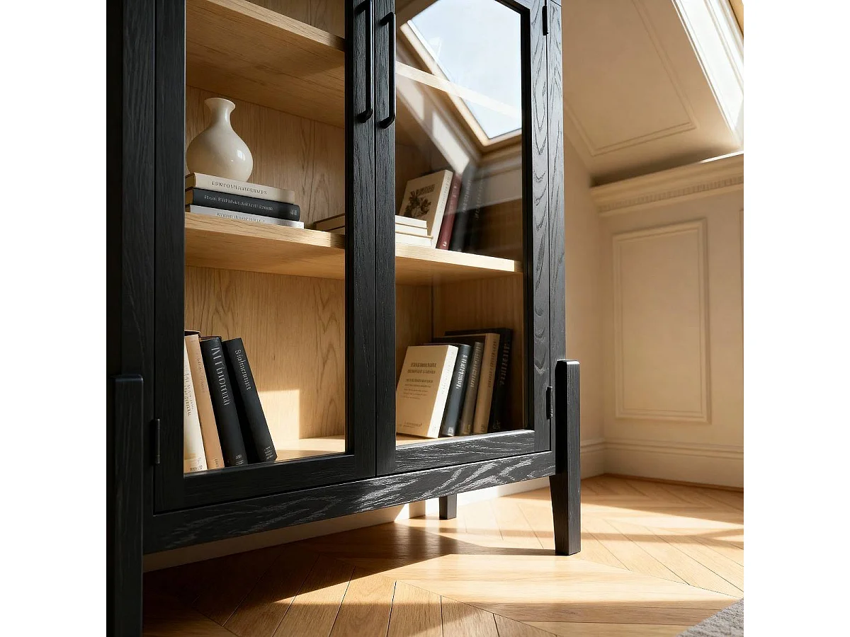 Vitrine arrondie en bois d'orme Bruce