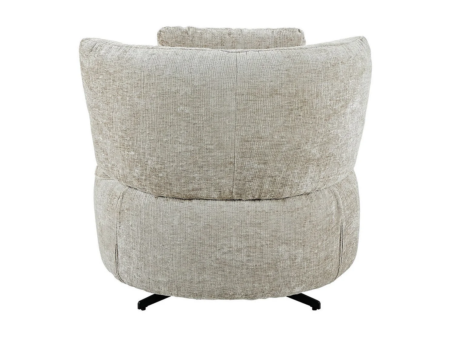 Fauteuil lounge pivotant en tissu chenillé beige piètement métal noir avec coussin dorsal - MIRAGE